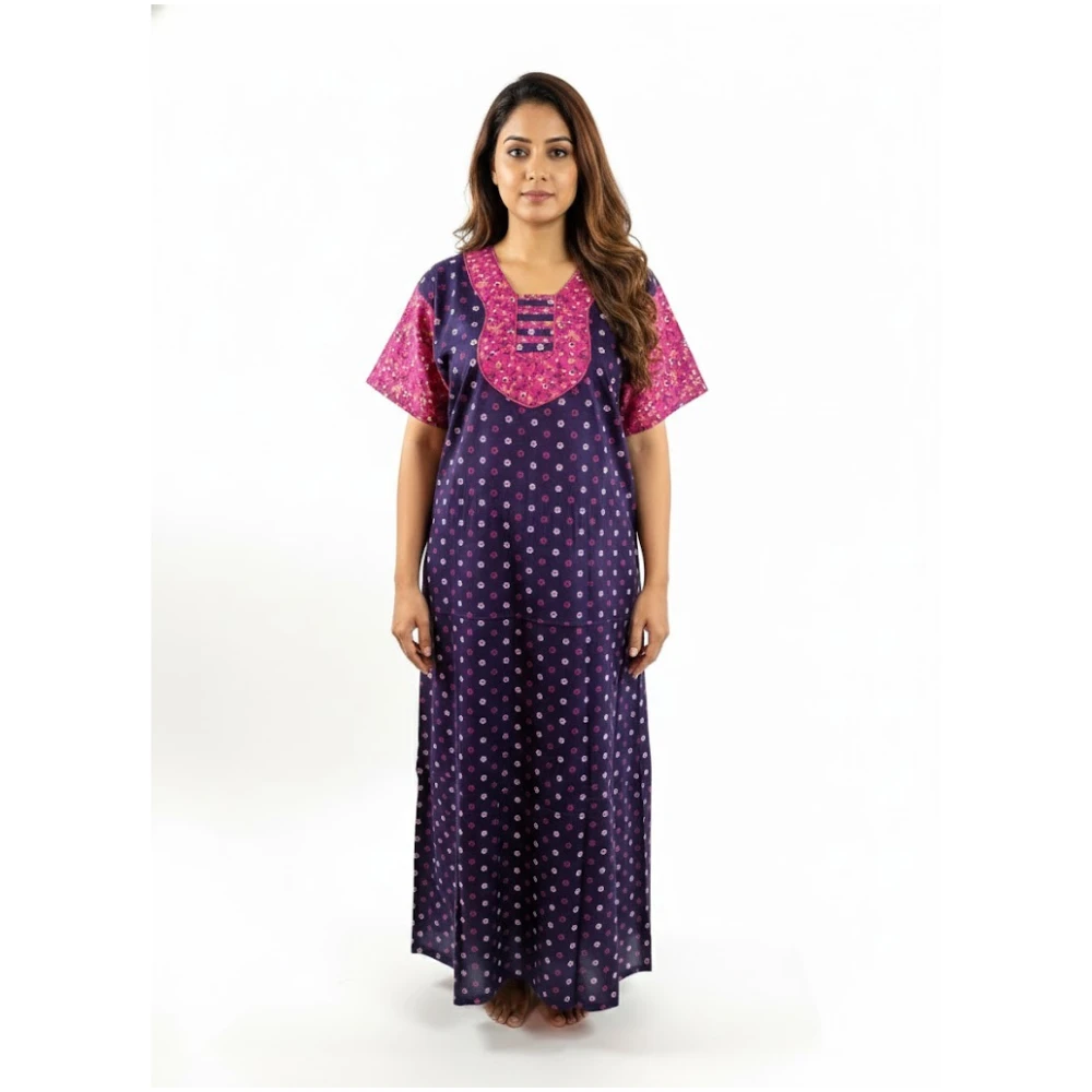 G4Girl Women's Pure Cotton Embroidery Maxi Nighty