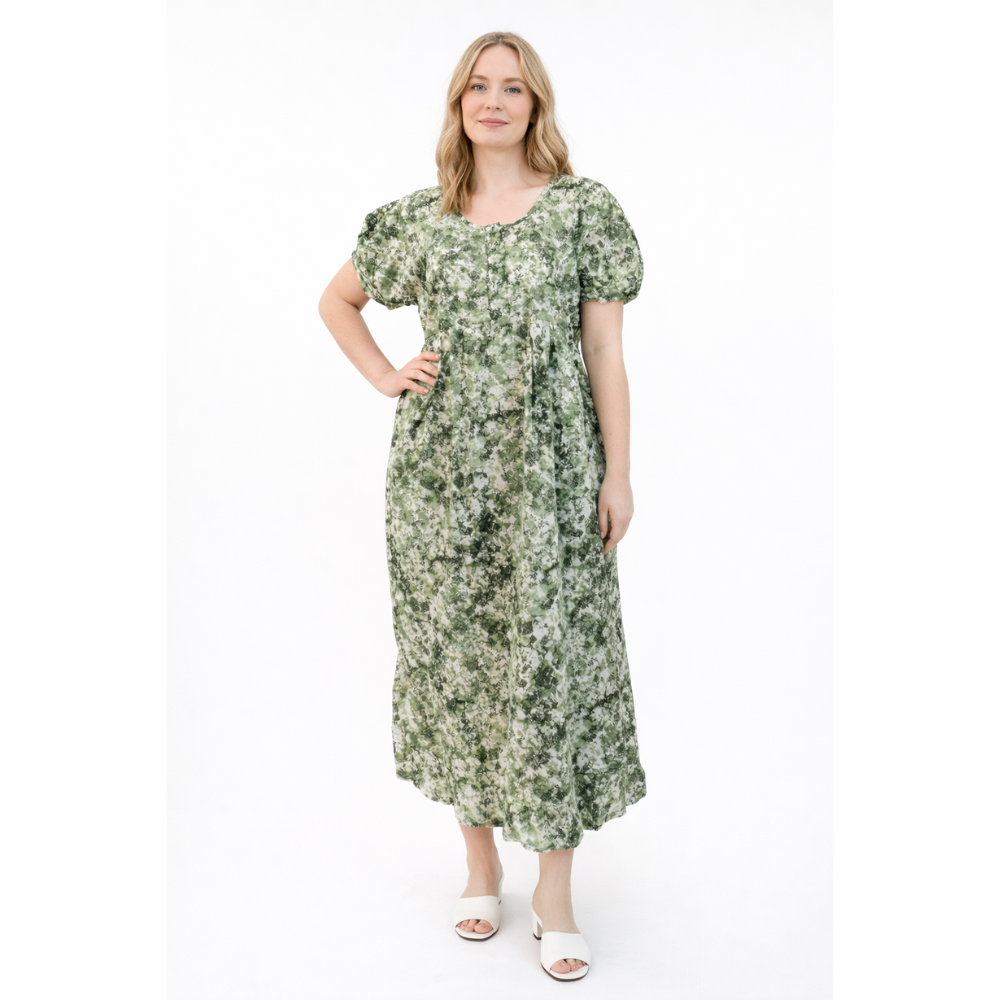 Elegant Sage Floral Flow Dress