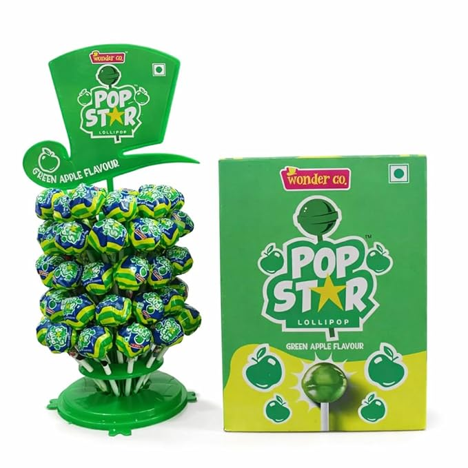 WONDER CO. POPSTAR - Green Apple Flavour Lollipop